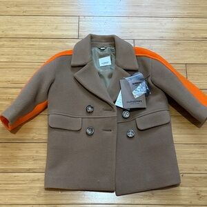 Burberry Kids Tan and Orange Pea Coat
